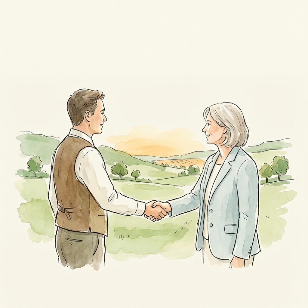 NPAスタッフと参加者が握手をしている様子のイラスト